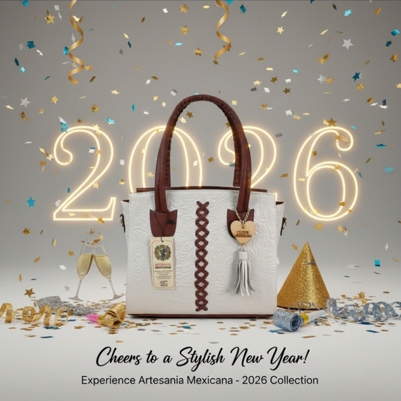 Handmade Handbags - Floral White & Brown Cross Stitch Embossed Tooled Artisan LEATHER Bag Purse Tote